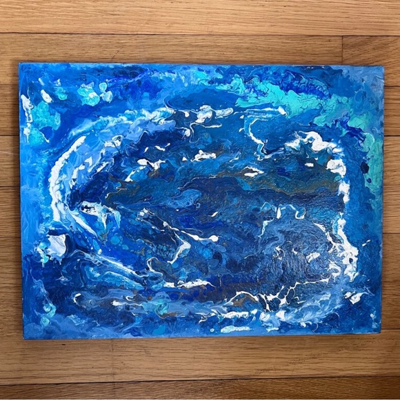 “Thalasso” 16x12” Abstract Painting on Wood - Picture 2 of 3